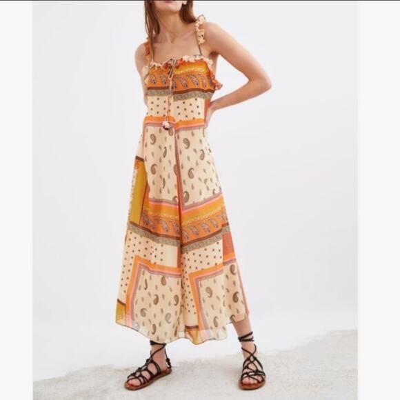NWT Zara paisley mixed print ruffle maxi dress - Picture 2 of 10